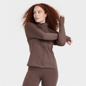 All In Motion Zip Front Track Jacket Women’s Athletic Brown NWT